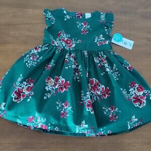 Carter's Baby Girls Sleeveless holiday A-Line Dress Green/Red baby size 18M NEW